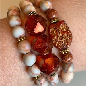 Set of 3 beaded stacking bracelets. (A1011)